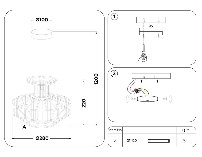 TR5850 BK/CL черный/прозрачный E27 max 40W D240*1200